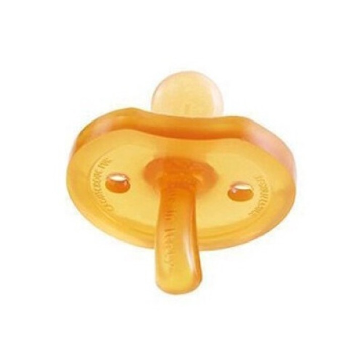 Залъгалка, Poupy, жълта, Анатомична гумена, 6.5x5x6.5cm, 9+ месеца