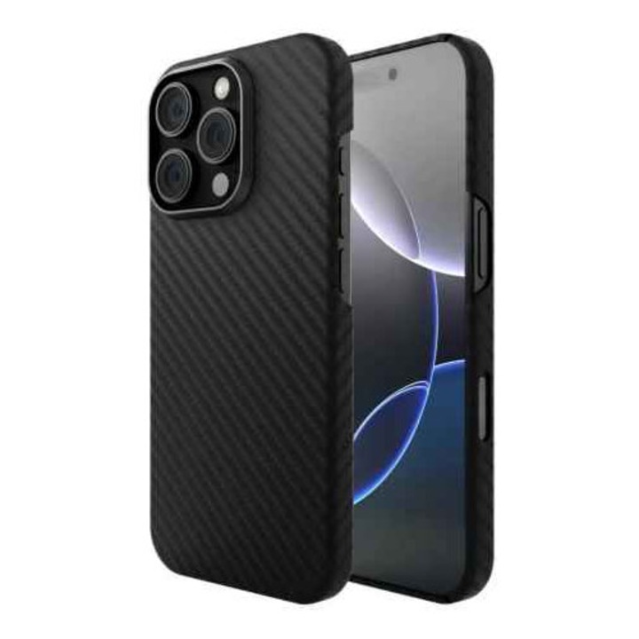 Husa pentru Apple iPhone 16 Pro Max Vetter clip-on mag aramid fiber kevlar black