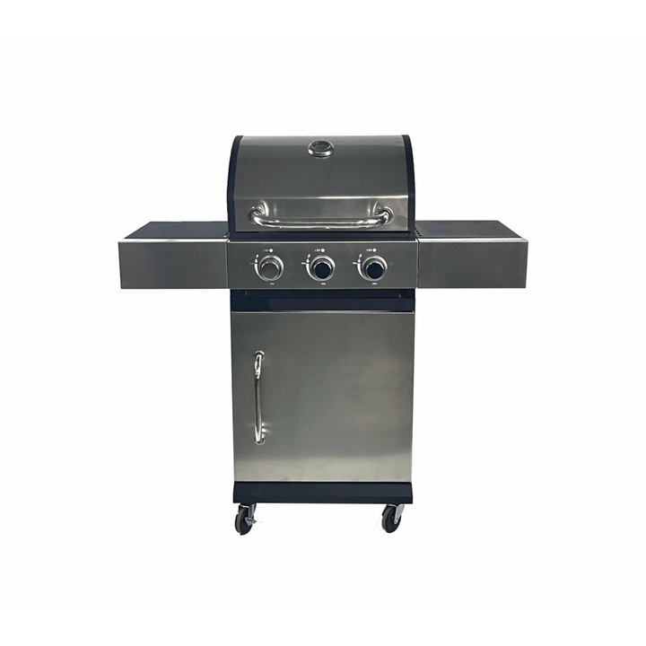 Gratar - QL-09,3 zone de gatit, gaz, termometru, dimensiuni totale 110 X 48 X 110 cm, otel inoxidabil