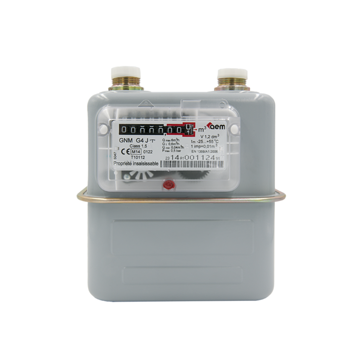 Contor de Gaz Volumetric GNM G4J, Debit Max 6 m³/h, 0.5 bar, Conexiuni DN 20, Pregatit Citire la Distanta, Clasa 1.5, Certificare EN 1359 si MID