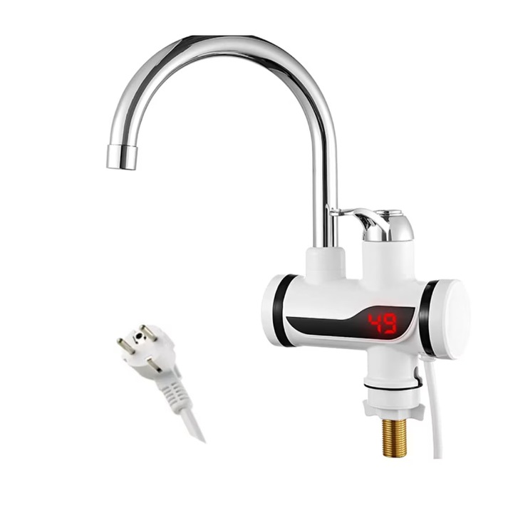Azonnali elektromos csaptelep, EMATTERIO®, azonnali vízmelegítéssel, LCD hőmérséklet-kijelzővel, mosogatóba szerelhető