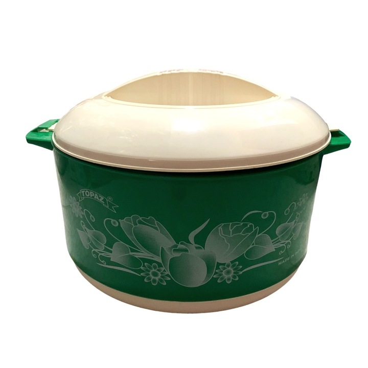 Caserola Verde Termica Plastic/Inox cu Capac 9 Litri 38x17 cm