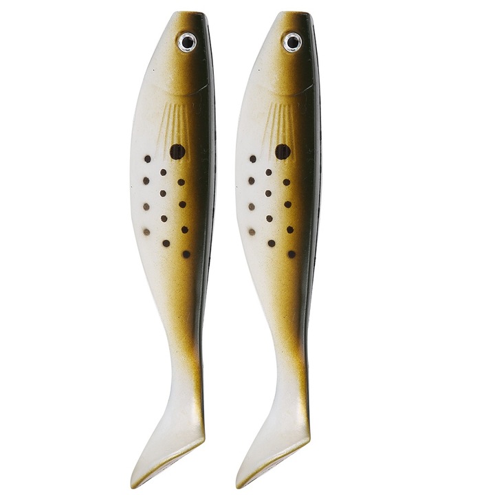 Jormftte műcsali, 2 db-os készlet, PVC, barna/fehér, sósvízi és édesvízi horgászathoz