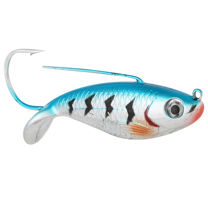 Jormftte műcsali, valósághű modell, kék és fehér, mérete 8.5x1x1cm, egy horog