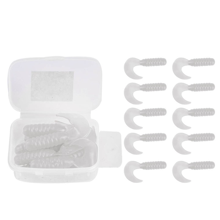 10 db horgászcsali készlet, szilikon, 4 cm, Jormftte, fehér