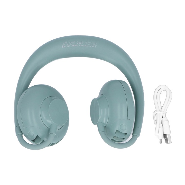 Mini hordozható nyakventilátor Függő ventilátor Néma lapát nélküli 3 sebességes USB újratölthető 1800 mAh akkumulátorral Zöld