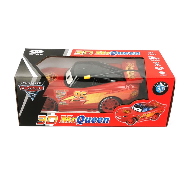 McQueen autó, Távirányítóval és újratölthető töltővel, Cars