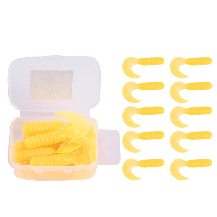 10 db mesterséges horgászcsali, szilikon, 4 cm, Jormftte, sárga, 20g