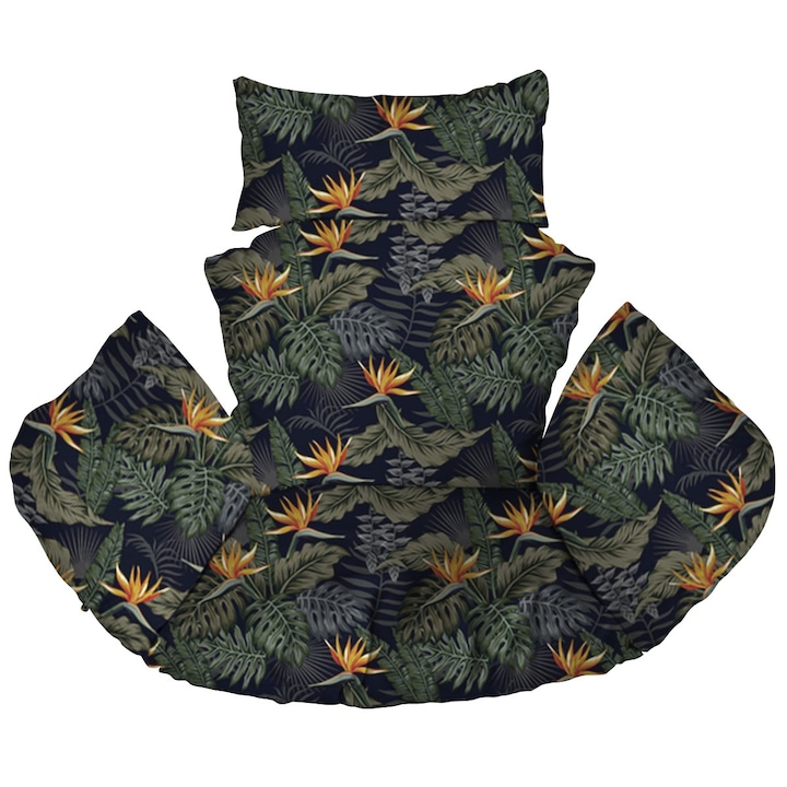 Възглавница за висящ фотьойл, градински стол, портокалови цветя