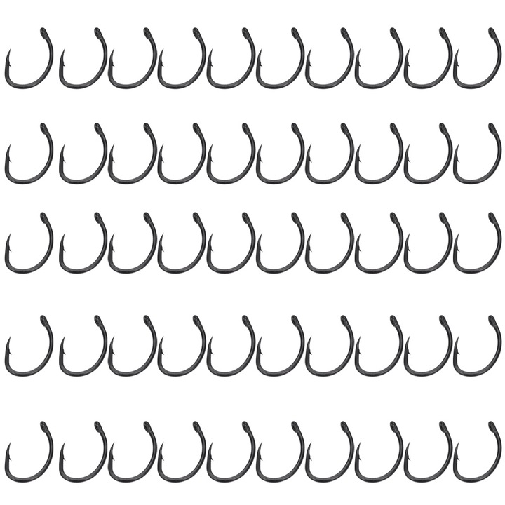 50db-os Jormftte horgászhorog készlet, YN típusú, 3 méret, PTFE bevonat, fekete