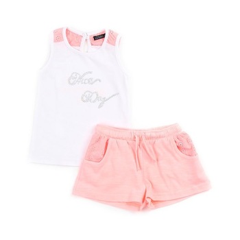 Set tricou cu pantaloni scurti Losan, Alb/Roz Set tricou cu pantaloni scurti Losan, Alb/Roz
