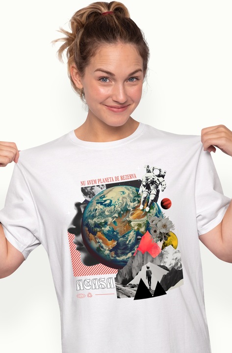Дамска тениска we don't have a planet of Earth pollution pollution с щампа на лицето, 100% памук, бяла, XL