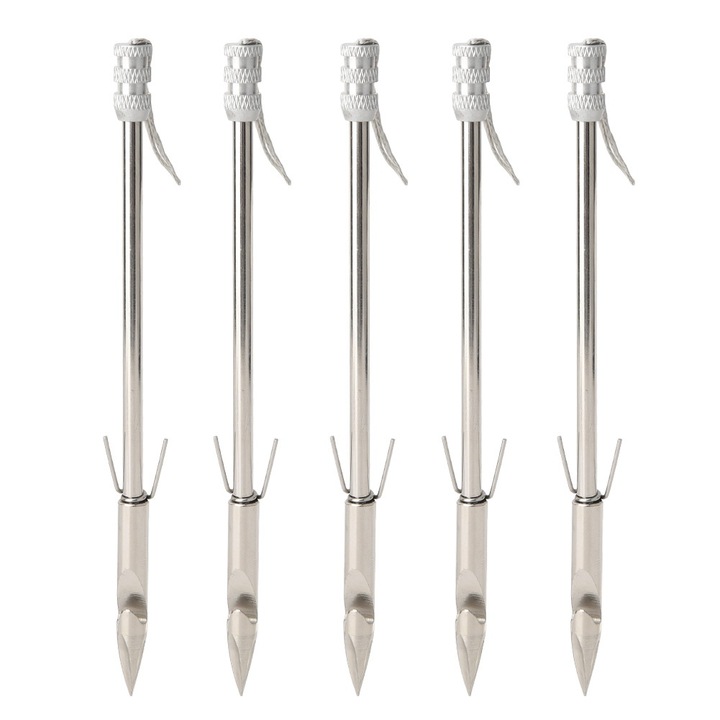 Set 5 carlige metalice pentru pescuit, Otel, Argintiu