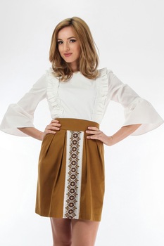 Fusta cu model traditional Onibon, cu buzunare, Kaki Fusta cu model traditional Onibon, cu buzunare, Kaki