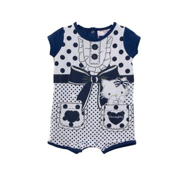 Salopeta vara Charmmy Kitty alb bleumarin, marime 6 luni Salopeta vara Charmmy Kitty alb bleumarin, marime 6 luni
