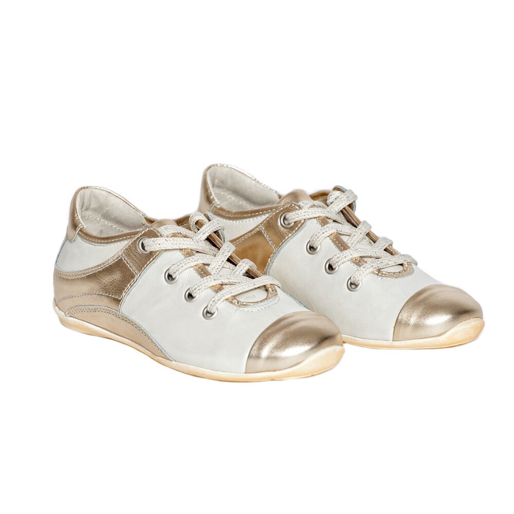 Pantofi copii piele naturala Marika bej auriu