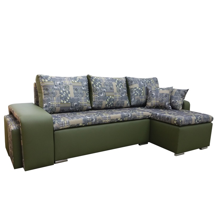 Coltar Extensibil Kano cu Tabureti, Genarom, Olive, 250 x 134 x 80 cm