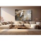 Tablou canvas Cal alb sportiv 9967, panza 360g pe sasiu lemn 90cm x 120cm, Living, Dormitor