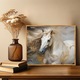 Tablou canvas Cal alb sportiv 9967, panza 360g pe sasiu lemn 90cm x 120cm, Living, Dormitor