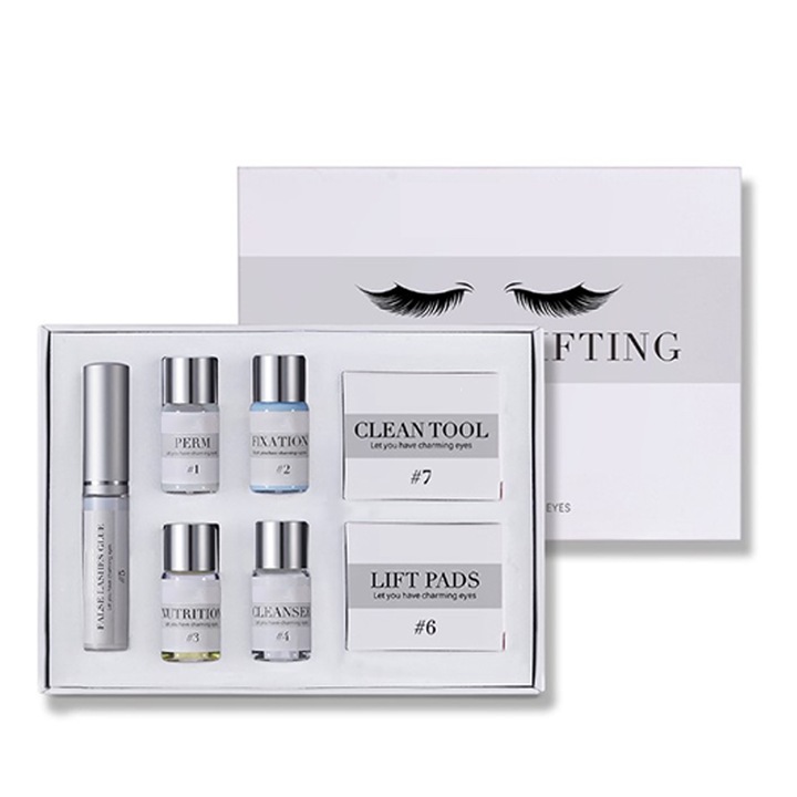 Комплект за къдрене на мигли със силиконови подложки, полуперманентен ефект, 30 мин.