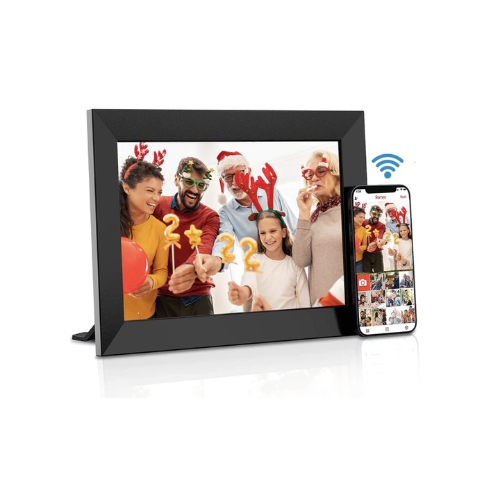 Цифрова фоторамка WIFI TrendMax RW6083, 10 инча, тъчскрийн 800x1280 HD IPS, приложение Frameo, USB слот, SD карта, снимки/видео, високоговорител, черен