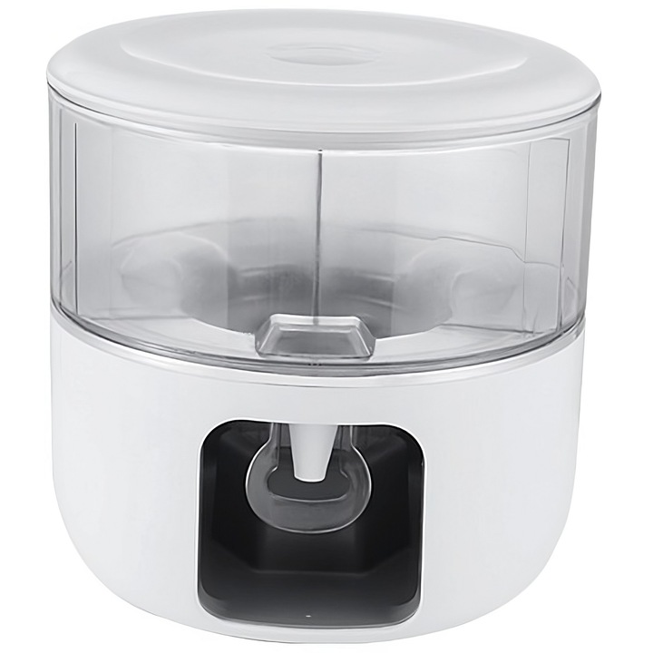 Dozator de apa Flippy, 3 compartimente rotative, capacitate mare de 6l, 26x26 cm, alb