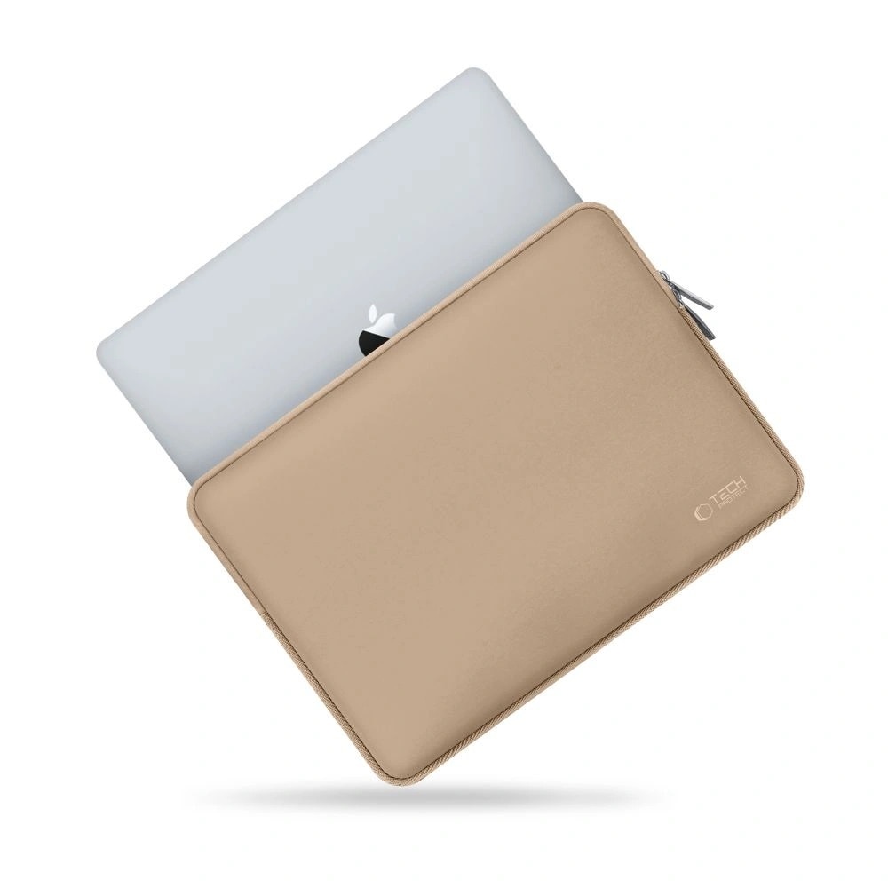 Etui laptop Tech-Protect, cu mini etui, 13-14 inch, neopren, 36x26x1,8cm, Caffe Latte