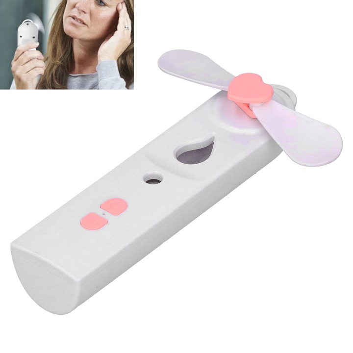 Mini ventilátoros párásító, longziming, rózsaszín, 144,5x35,5 mm, tartálykapacitás 30 ml