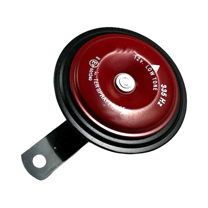 Claxon Auto Universal electromagnetic, 12V, Tonuri joase 335 Hz, Sunet puternic, diametru 90mm, AutoSSF ® compatibil autoturisme, dube, motociclete, barci