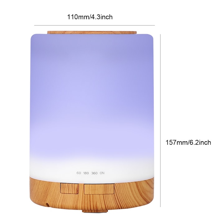 Umidificator aromaterapie Jormftte, 1000ml, lampa calda, multicolor, 19.2x14.7cm