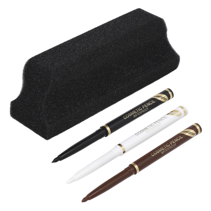 3 darab szakállceruza/tisztítószivacs készlet, Jormftte, könnyen használható, többszínű