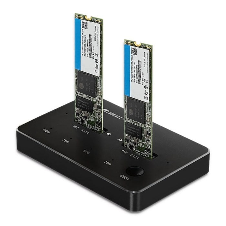 Dokkoló állomás 2x SSD M.2 SATA, 6 Gb/s, Fekete