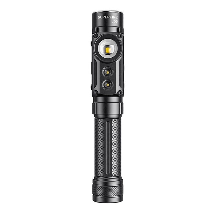 Фенер Superfire J05, алуминий, 7+5W, 4 цвята, IP43, UV светлина, черен, 24x24x148mm