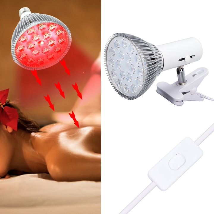 Инфрачервена LED лампа за фототерапия, Mmgoqqt, 24 W, 110-240 V, за домашна употреба, регулируема