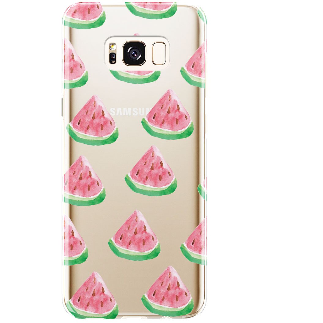 Husa silicon transparent pepeni watercolor samsung s8