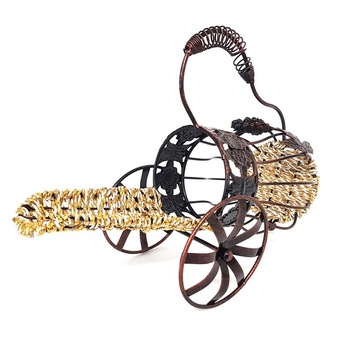 Suport vin din fier forjat aramiu antichizat tun 36 cm Suport vin din fier forjat aramiu antichizat tun 36 cm