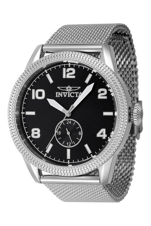 Часовник Invicta, С мрежеста верижка, Сребрист, Черен, Сребрист