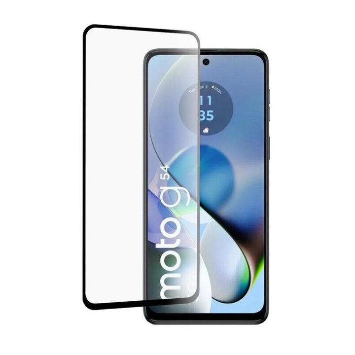 Folie de protectie compatibila cu Motorola Moto G04/Moto G04s/Moto G24/Moto G24 Power/Moto E14, Tempered Glass, sticla securizata, Negru-Transparent