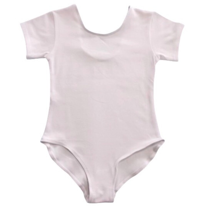 Gyermek body, melltartó, balett, rövid ujjú, fehér, pamut