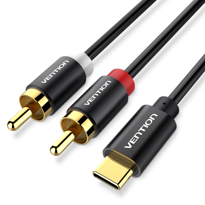 Аудио кабел от USB-C мъжки към 2RCA мъжки, VENTION, 2м