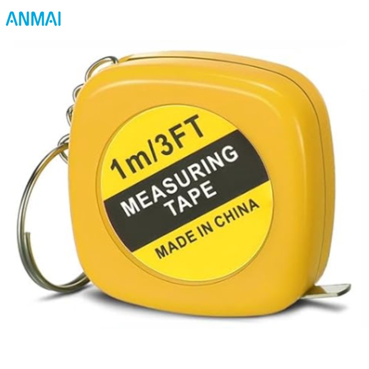 Рулетка Mica Chei 3 фута/1 м, прибираща се мини линийка, преносима, за измерване, конструкция, Anmai, 35x35 мм, жълта
