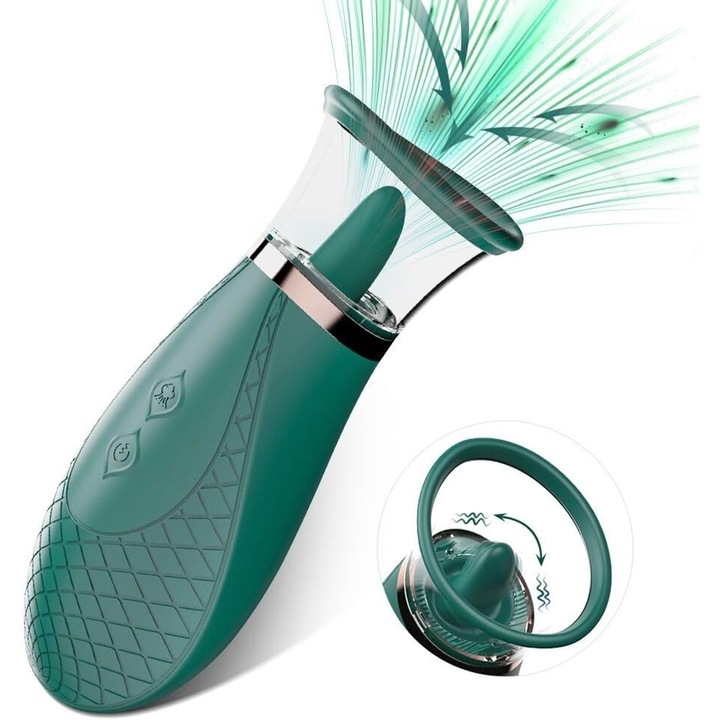 FairyKiss® Nyelvnyaló Vibrátor, Szexjátékok, Csikló- és Mellstimulátor, Orvosi Szilikon, USB Töltés, Realisztikus Érzések, Zöld