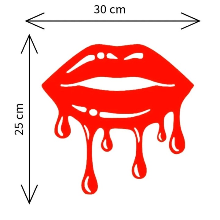 Dekoratív autómatrica, ablak és fal, ajkak minta, mérete 30 cm x 25 cm