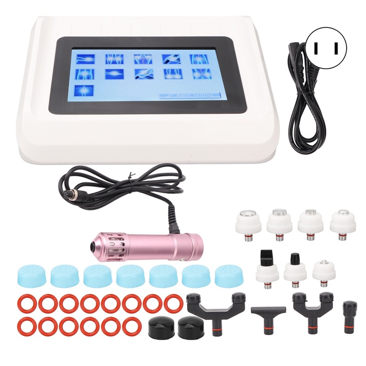 Jormftte lökéshullám terápia készülék, 4 masszázsfej, 16 frekvencia, 100-240V, 24.5x22x10cm