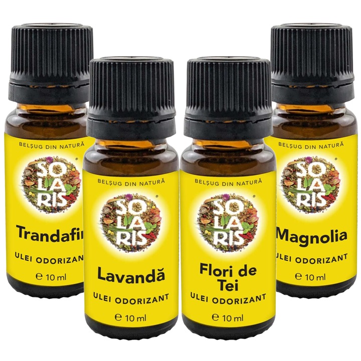 Kit 4 uleiuri aromoterapie "Antistres si Relaxare", pentru calm si echilibru emotional, Solaris, 4x10ml, Seva Plant