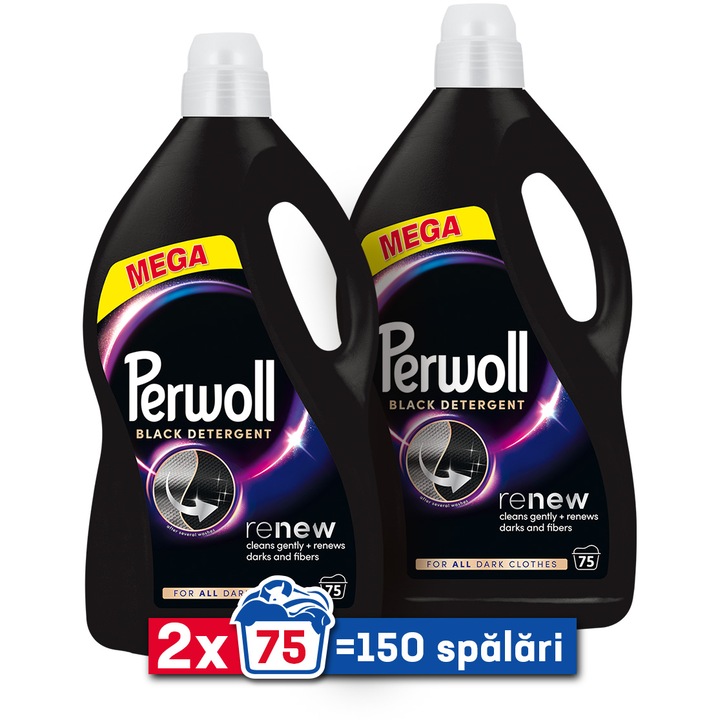 Pachet 2 x Detergent lichid pentru rufe Perwoll Renew Black, 150 spalari, 6 L