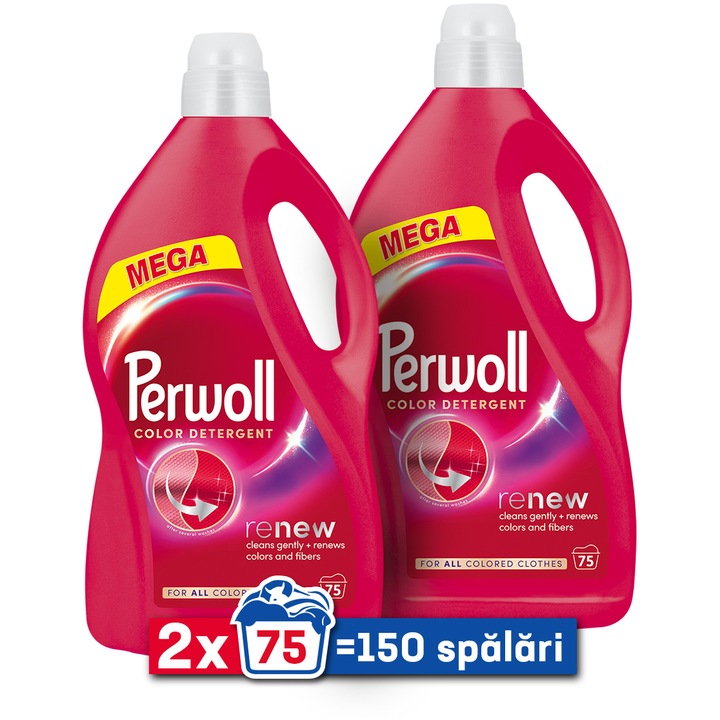 Комплект от 2 х Perwoll Renew Color течен перилен препарат, 150 пранета, 6 л