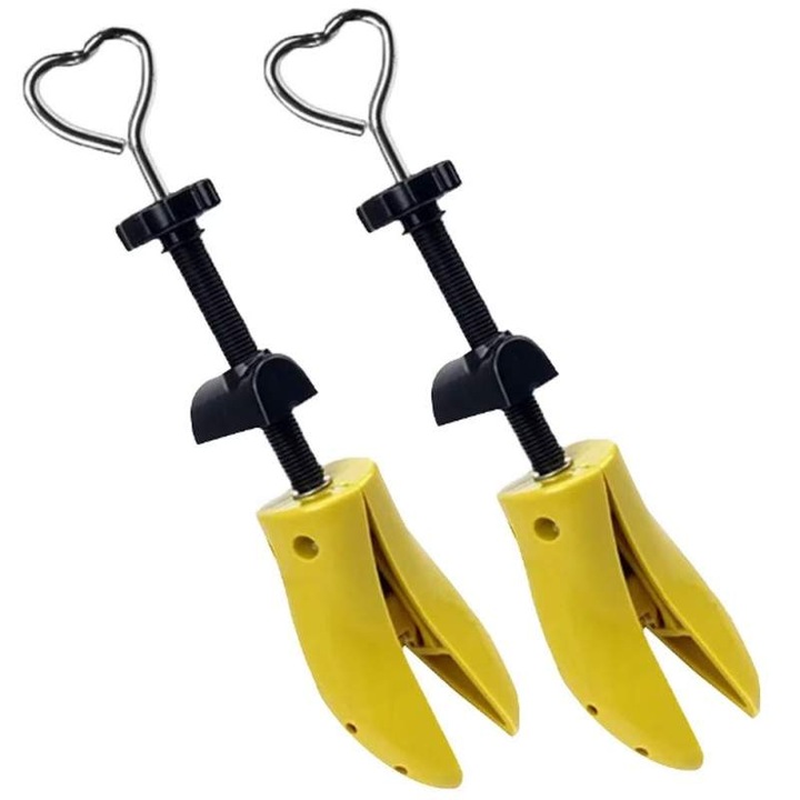 Set 2 x San Reglabil SIKS Pentru Largit Si Alungit Pantofi, Dispozitiv Calapod Care Se Adapteaza La Forma Piciorului, Unisex, Material ABS, Marimea 34- 40, Galben / Negru