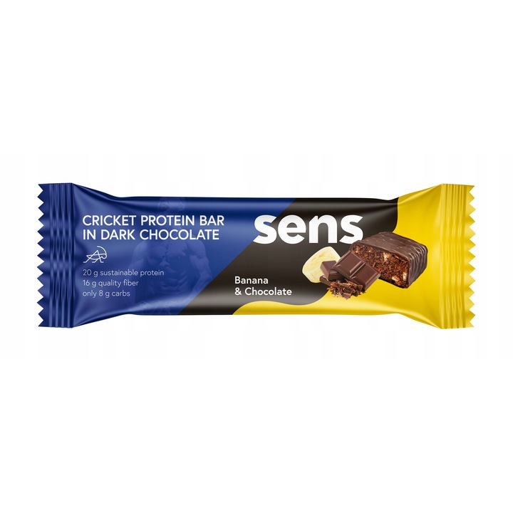 Baton proteic SENS FOODS, banana si ciocolata, 63g, 20g proteina