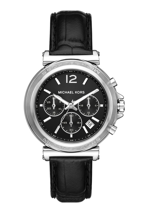 Michael Kors, Ceas cronograf cu o curea de piele, Negru